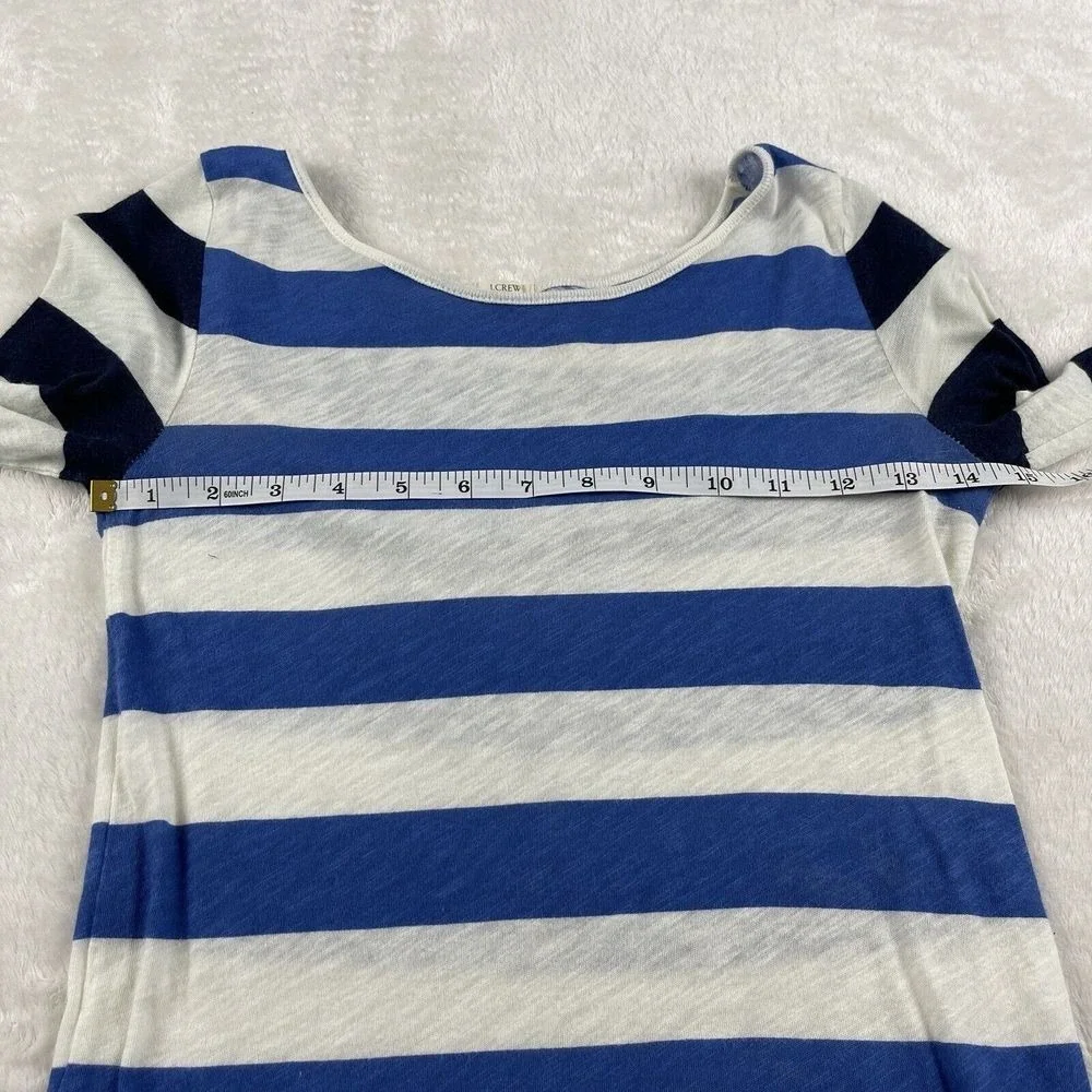 J Crew Nautical Stripe Top Womens XXS Blue White 3/4 Sleeve Sailor‎ Light Tee LS